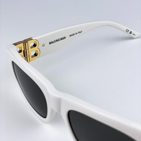 SALE! NEW Balenciaga BB0095S 012 White Gold Logo Grey Cat Eye Unisex Sunglasses main image 13